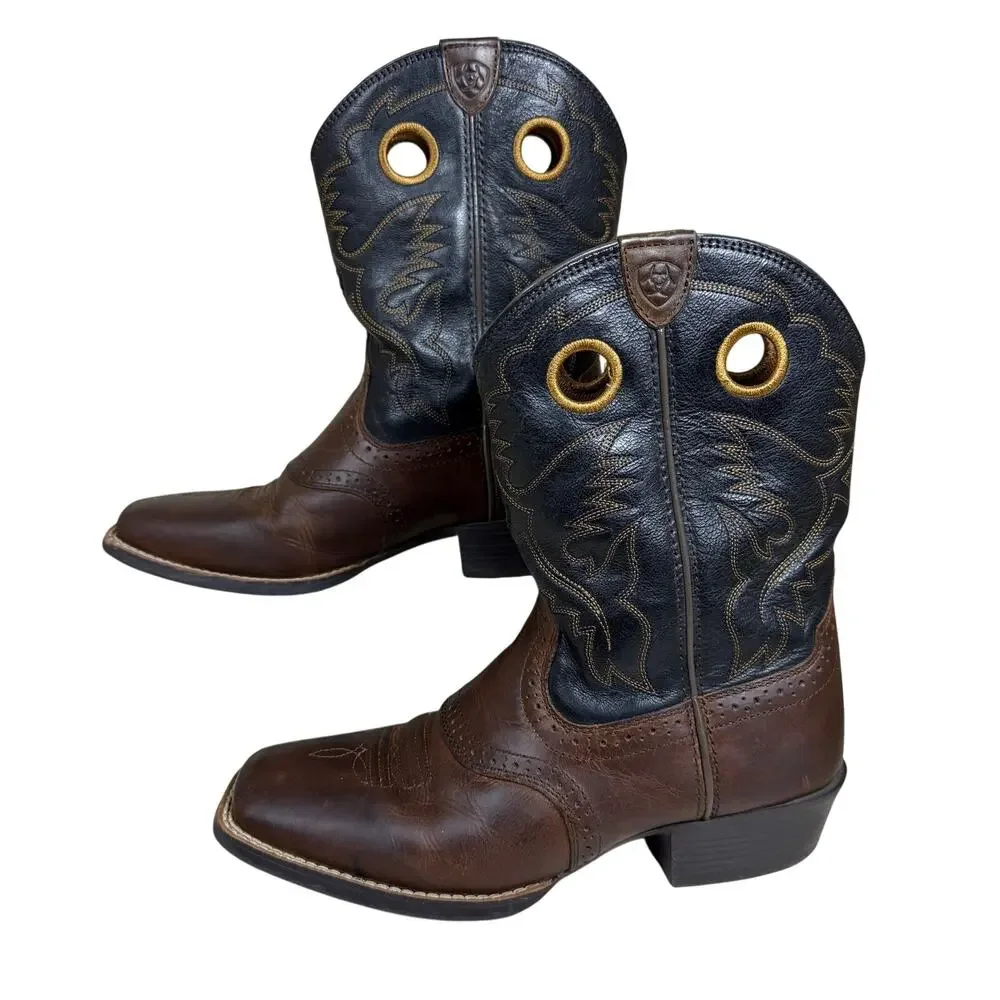 Ariat Kid’s Distressed Brown Black Roughstock Western Cowboy Boot 10016239 Sz 5